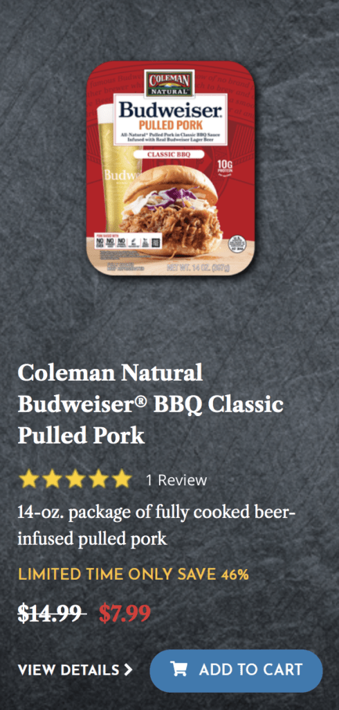 Coleman Natural Budweiser Pulled Pork